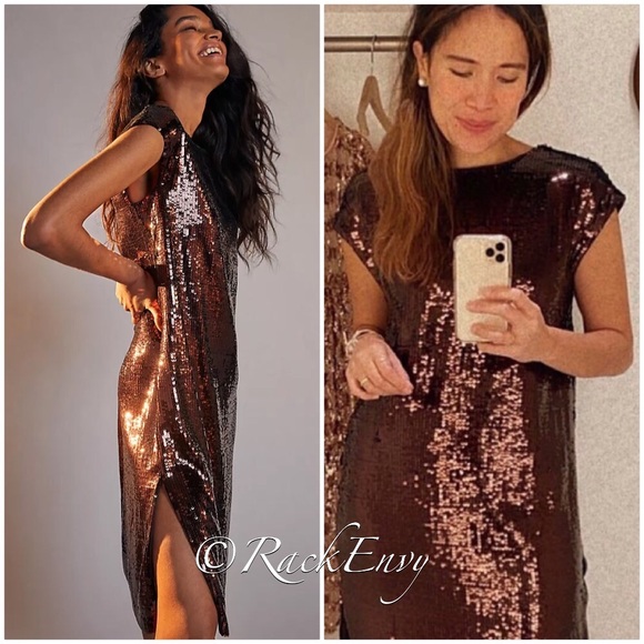 NWT ANTHROPOLOGIE MAEVE KARA SEQUINED MINI DRESS IN WINE - Picture 10 of 10